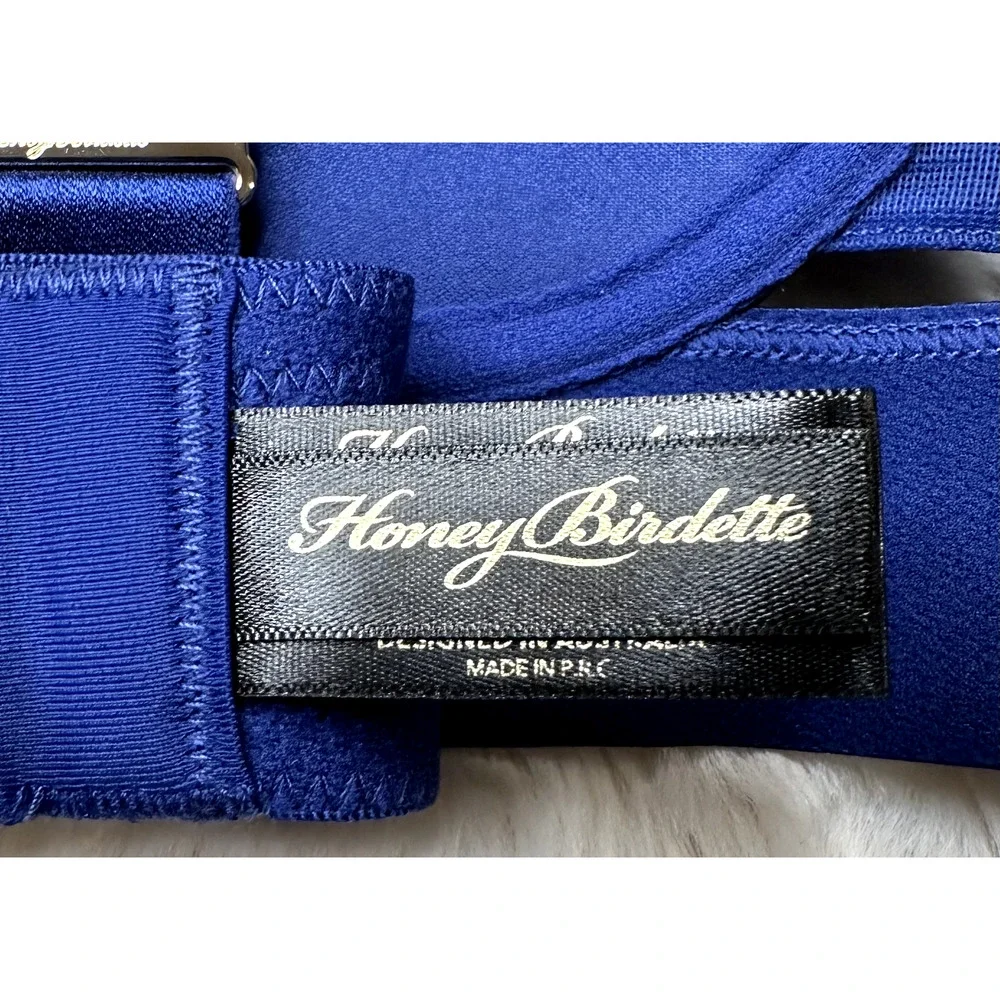 Honey Birdette KEELY💙 Navy Blue & Gold 2 Piece Set 32C & Small Thong